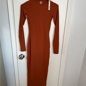 skims brown dress long sleeve SKIMS Soft Lounge Long Sleeve Dress